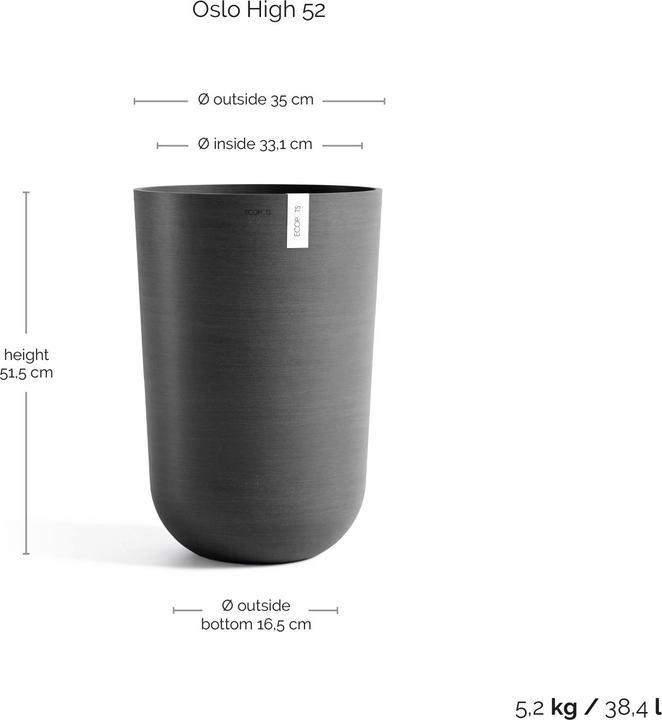 Immagine prodotto Ecopots Oslo High (35 x 51.50 cm)