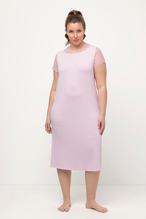 Immagine prodotto Ulla Popken Camicia da notte con pizzo, scollo a girocollo e mezze maniche (46, 48)