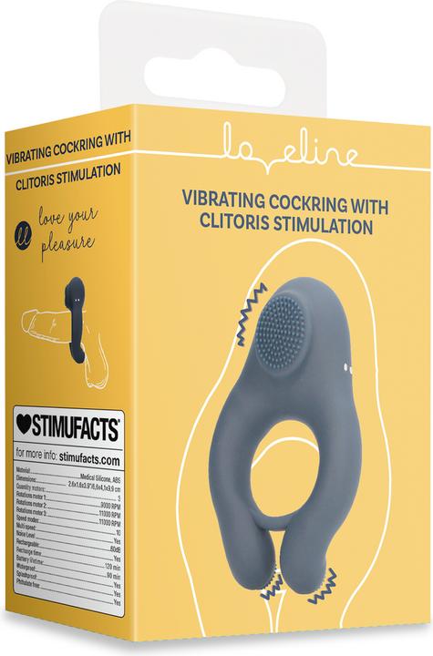 Actual product image Loveline Vibrating Cockring with Clitoris Stimulation - Indigo Blue