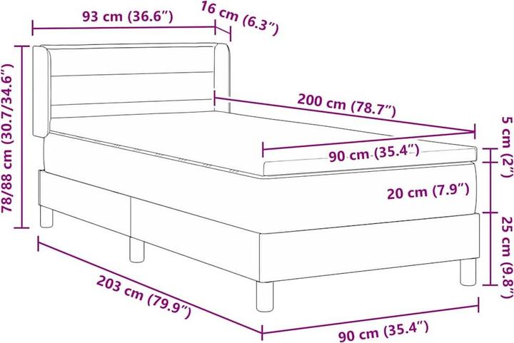 Produktbild vidaXL Boxspringbett (90 x 200 cm)