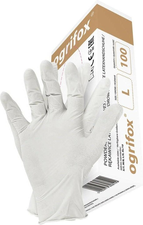 Produktbild RAW Pulvervinylhandschuhe/100 Stk. Ogrifox L Wirtschaftlich Und Schützend (L)