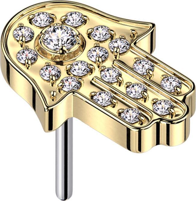 Produktbild Star Piercing Threadless Hamsa vergoldet Kristalle silber (ohne Messing, Titan)
