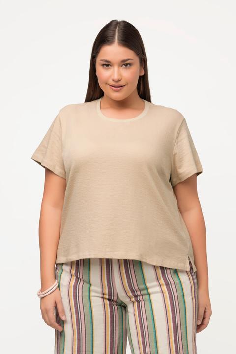 Immagine prodotto Ulla Popken T-shirt di cotone biologico con scollo a girocollo e mezze maniche (46, 48)