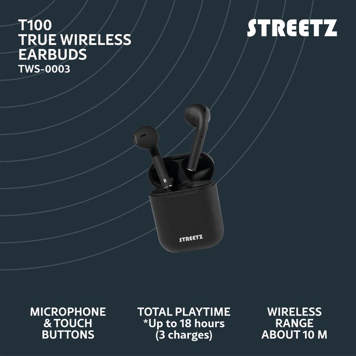 Produktbild Streetz TWS - Semi-in-Ear Earbuds (Keine Geräuschunterdrückung, 18 h, Kabellos)