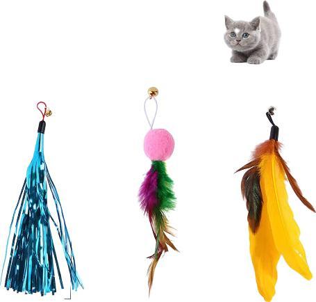 Immagine prodotto Hermex Canna da pesca per gatti con ciondolo di piume Giocattolo per gatti in peluche con bacchetta per (Giocattolo per gatti)