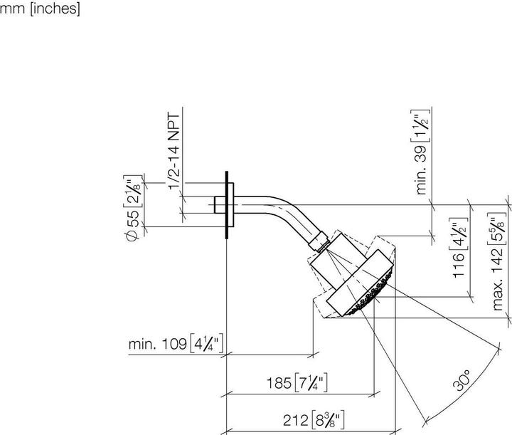 Actual product image Dornbracht Douche de tête, triple réglage, saillie 200mm, FlowReduce, 28508979-000010, 28508979-000010 (3 Beam types, 6.80 l/min)