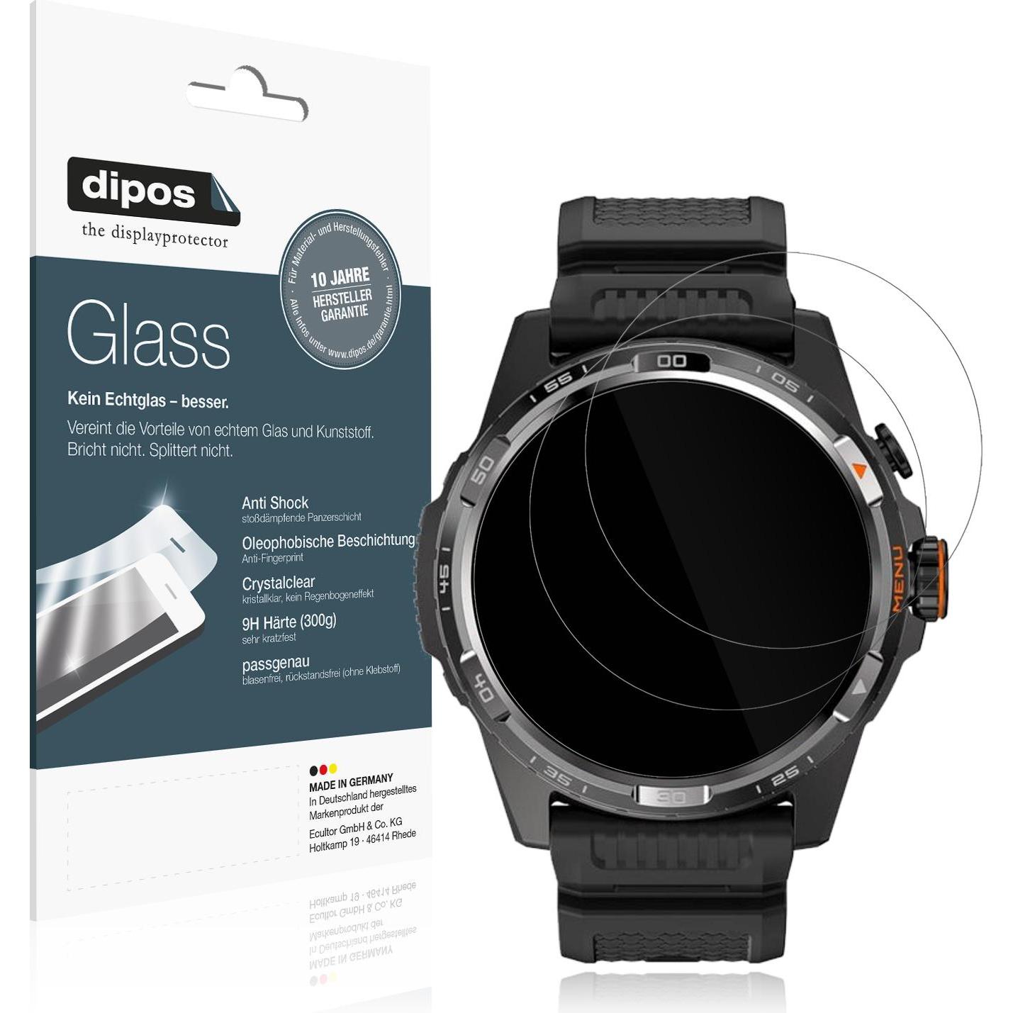 Dipos Anti-Shock Displayschutz 9H, Smartwatch Schutzfolie, Transparent