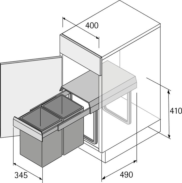 Actual product image Hettich Bin.it DUO ll waste disposal system (20 l)