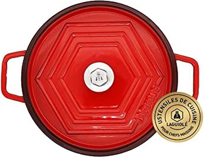 Image du produit Laguiole Cast iron stewpan enameled round 26 cm red 48 l (26 cm, Cocotte + faitout, Fonte)