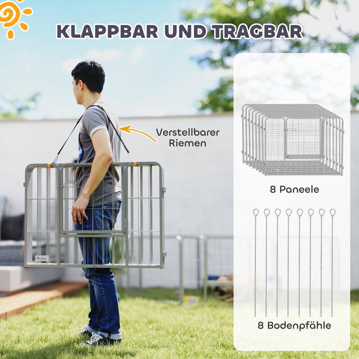 Produktbild PawHut Welpenauslauf Stahl Silber