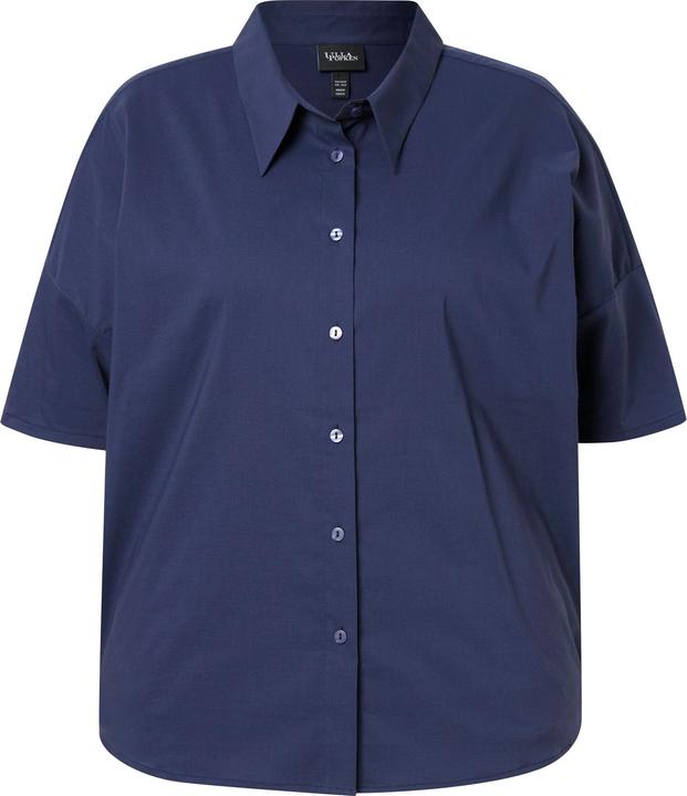 Immagine prodotto Ulla Popken Blusa in popeline dal taglio squadrato con collo da camicia e mezze maniche (46, 48)