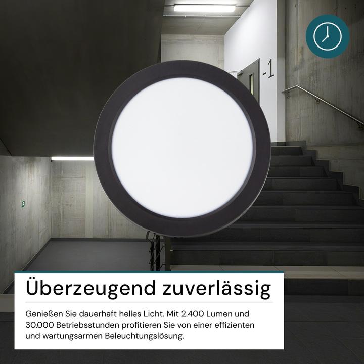 Produktbild Luxula LED-Deckenleuchte, 24W, EEK: F, 2400lm, CCT, IP44, rund, schwarz (2400 lm)