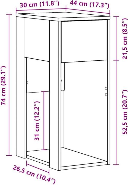 Immagine prodotto vidaXL Computerschrank (44 x 44 x 74 cm)