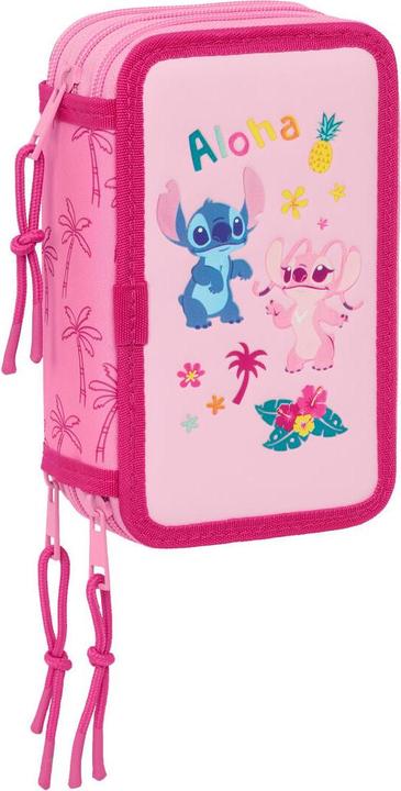 Lilo & Stitch Dreifaches Federmäppchen Chill Rosa Minze 12,5 x 19,5 x 5,5 cm 37 Stücke