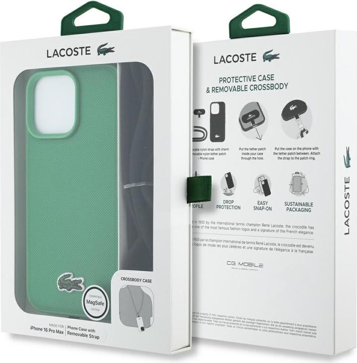 Image du produit Lacoste Case Iconic Petit Pique Crossbody Cord MagSafe for iPhone 16 Pro Max green (Apple iPhone 16 Pro Max)