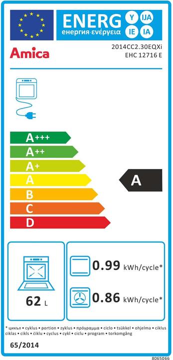 Energy Label Amica EHC 12716-2 E stainless steel