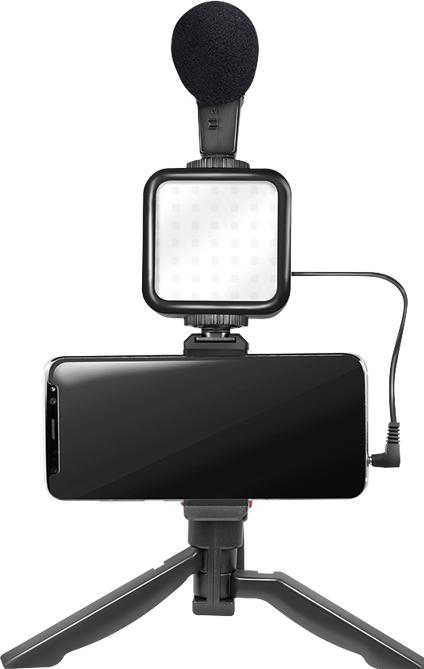 Image du produit LogiLink Kit vlogger avec lumière LED, microphone + trépied, pour smartphones 4,77