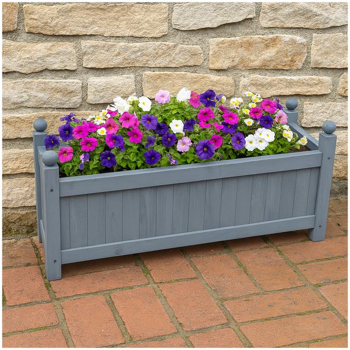 Produktbild HTI-Living Holz-Pflanzkasten in Grau Blumenkübel für Garten, Terrasse und Balkon (20 x 90 x 34 cm)