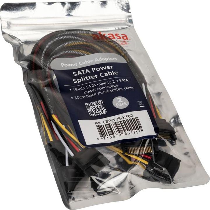 Produktbild Akasa SATA Strom-Y-Kabel - 30cm, 2er Pack