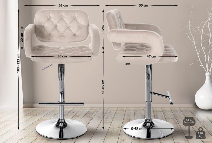 Produktbild Swisshandel24 Barhocker Dublin Samt chrom, creme