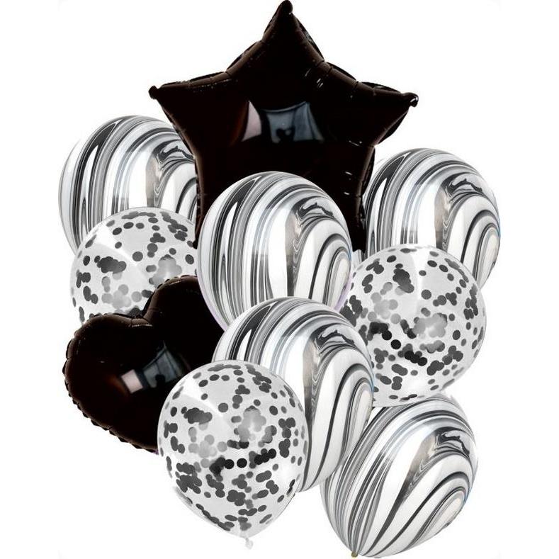 Burga Set Luftballons Schwarzer Stern Schwarzes Herz 11-tlg (11 x) (54616153)