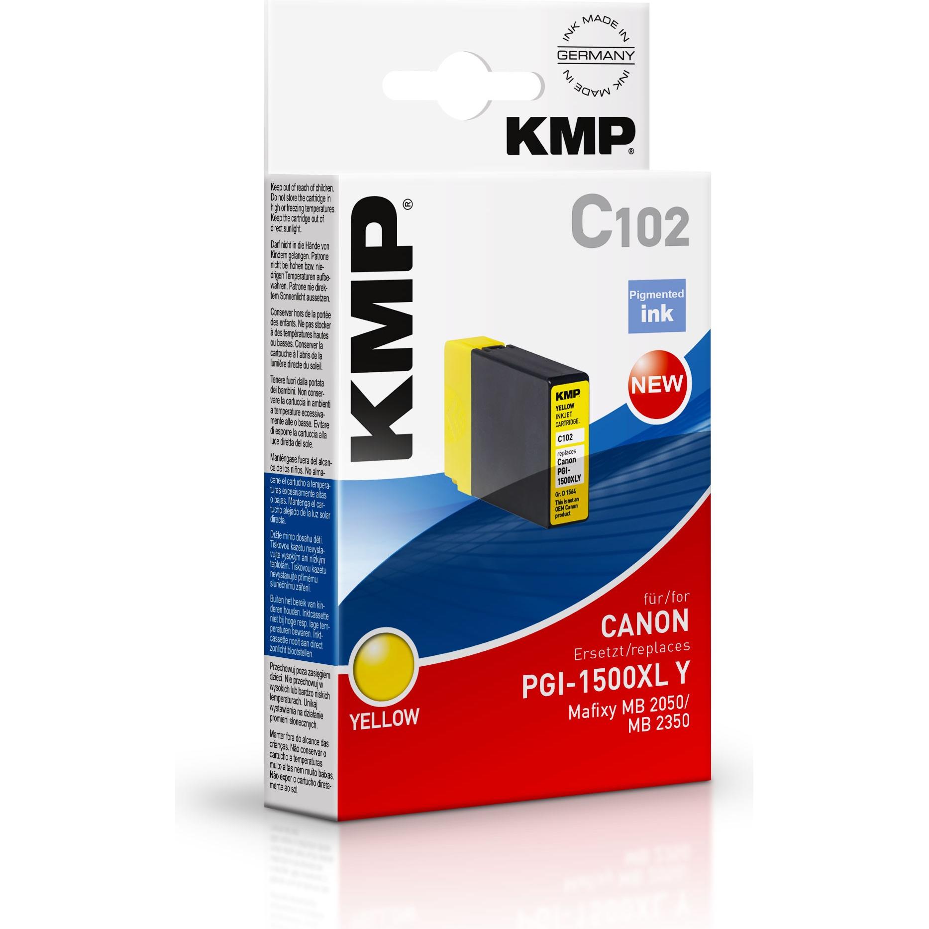 KMP, Druckerpatrone, Tinte ersetzt PGI1500XLY (9195B001) (Y)