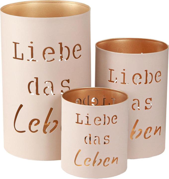 Produktbild Viana Windlicht Set Liebe das Leben in Beige und Gold 3-teilig (3 x)
