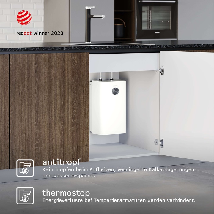 Image du produit Stiebel Eltron SNU 5 Plus 1 kW, très compact, anti-goutte, thermostop, chauffe-eau sous évier 5 l basse pression