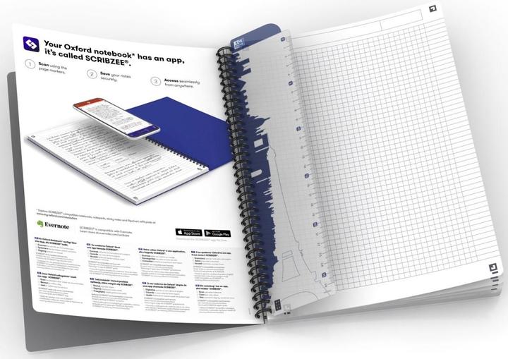 Image du produit Oxford Livre spirale (A4, Quadrillé, Couverture rigide)