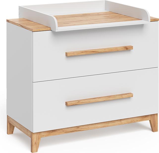 Vicco Wickelkommode Malia, Weiss/Artisan/Artisan, 108 x 98 cm mit 2 Schubladen