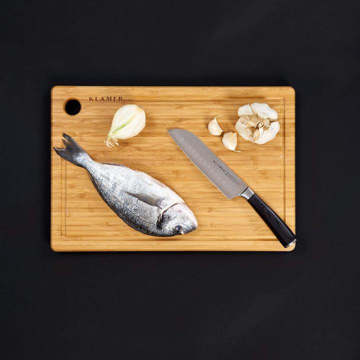 Image du produit KLAMER Santoku Damastmesser 18 cm Kochmesser (18 cm)