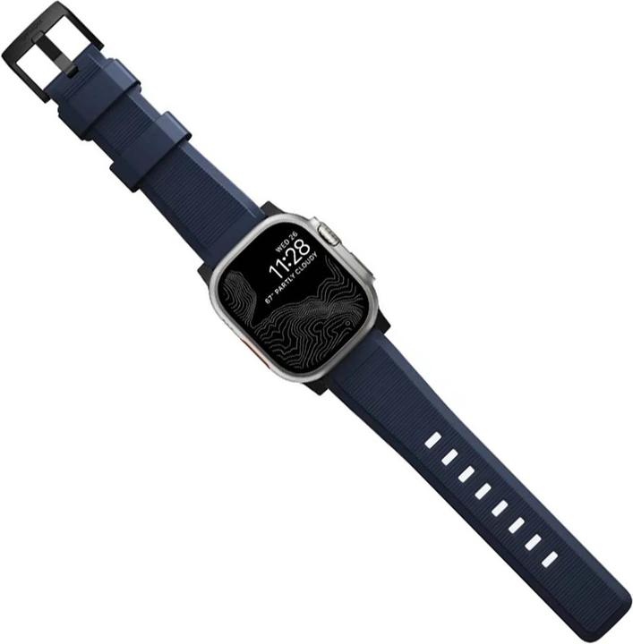 Actual product image Nomad Rugged Strap Atlantic Blue Connector Black 42/44/45/49mm (42 mm, 44 mm, 45 mm, 49 mm, Fluororubber (FKM))