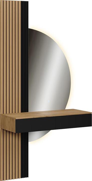 Actual product image Vicco Vanity table Melina, Oak/black, 100 cm with LED mirror
