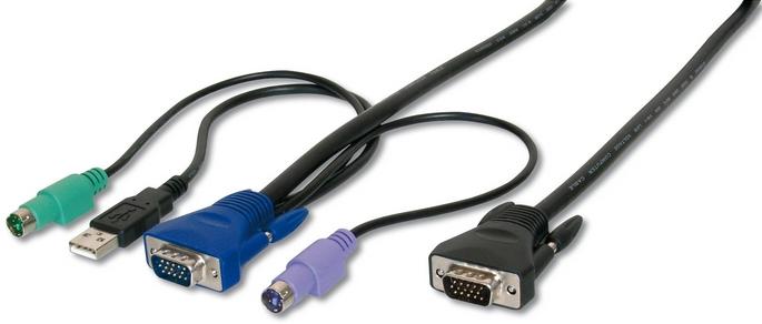Produktbild Digitus Kabelsatz PS2, USB, HDDB15 zu KVM Switchs 3m