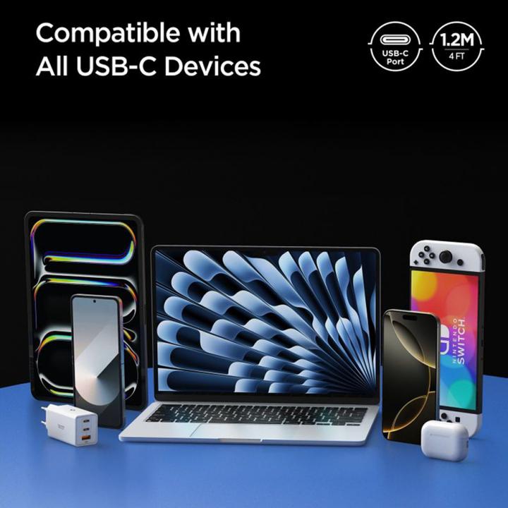 Actual product image Spigen Essential USB C to USB C 240W Cable white EB24012CC (1.20 m, 240 W)