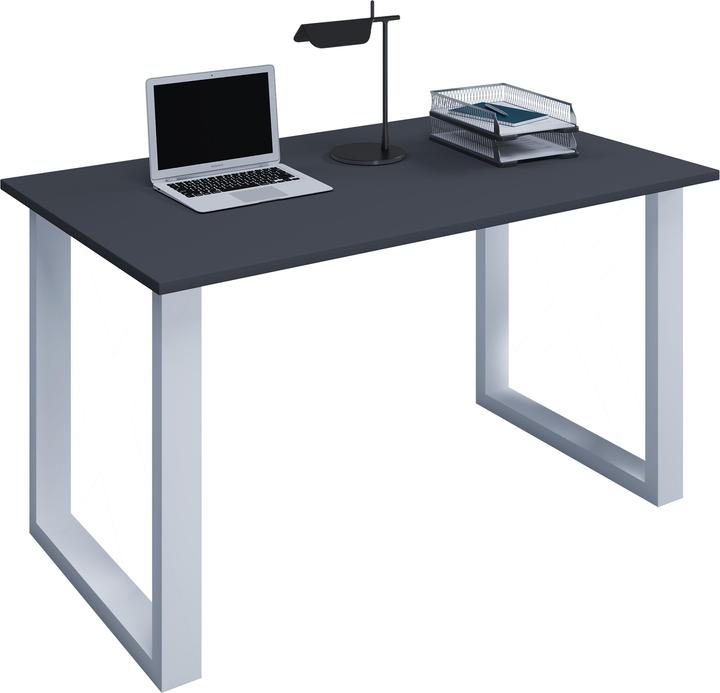 VCM Holz Schreibtisch Lona U Alu Silber (140 x 50 x 76 cm)