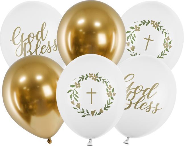 Partydeco Palloncini 30 cm, God Bless, mix (1 pz / 6 pz) (1 x)