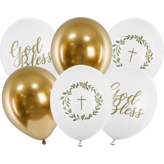 Partydeco Balloons 30 cm, God Bless, mix (1 pkt / 6 pc.)