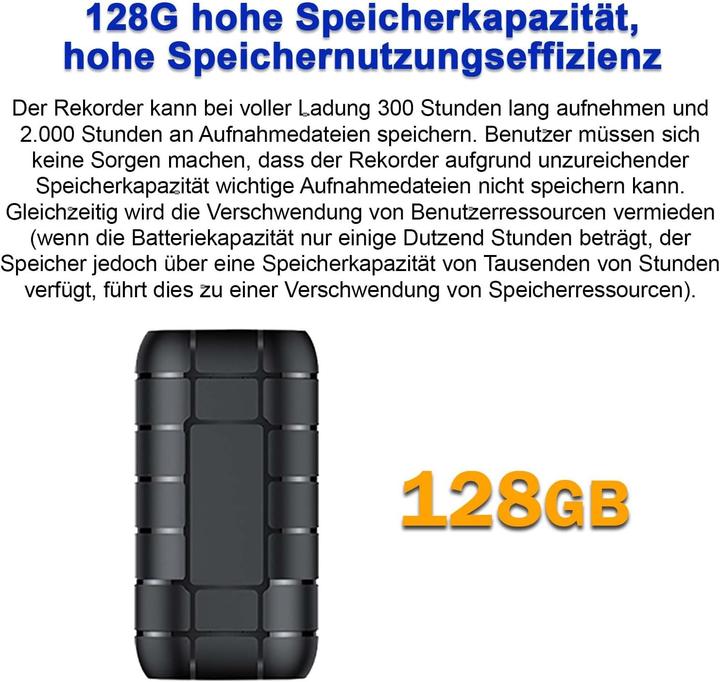 Actual product image Sttwunake Digitaler Audiorecorder mit Sprachaktivierung (128 GB)