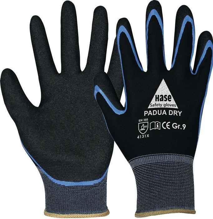 Hase Gloves Padua Dry size 10 black/blue EN 388 PPE category II