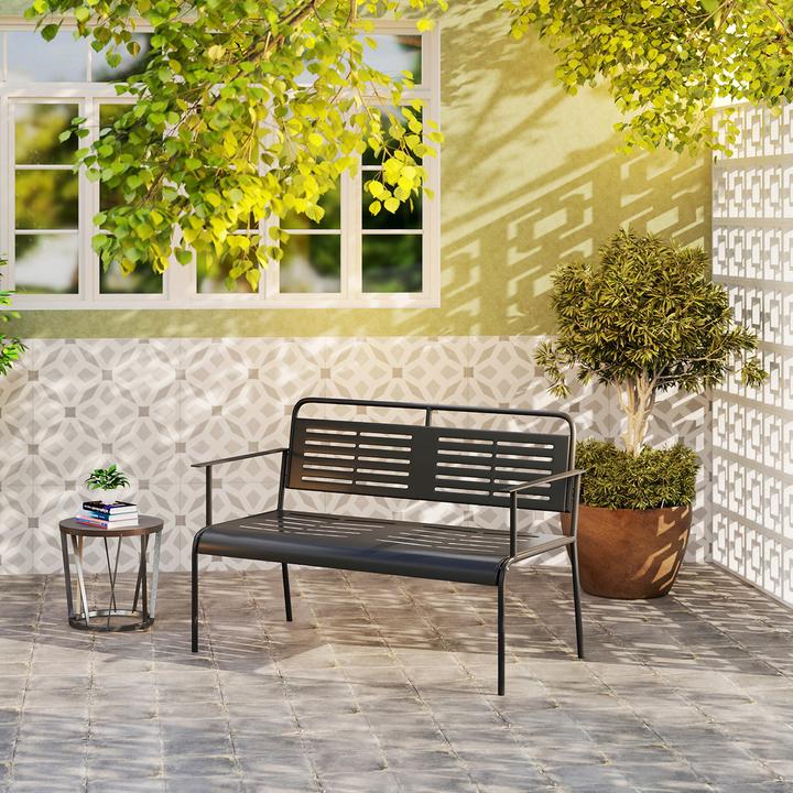 Actual product image Outsunny Gartenbank Stahl Schwarz