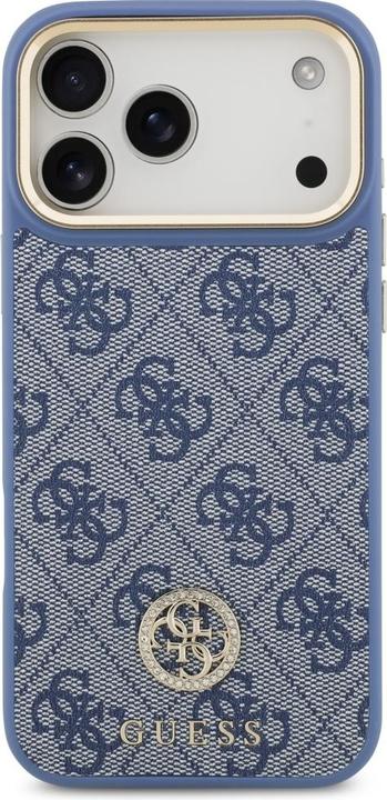 Produktbild Guess 4G Strass Logo & Big Strap Metal Buttons MagSafe case for iPhone 17 Pro Max blue (Apple iPhone 17 Pro Max)