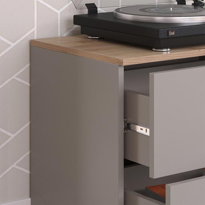 Produktbild Vicco Kommode Wido, Greige/Sonoma, 60 x 50 cm mit 2 Schubladen (60 x 50 x 40 cm)