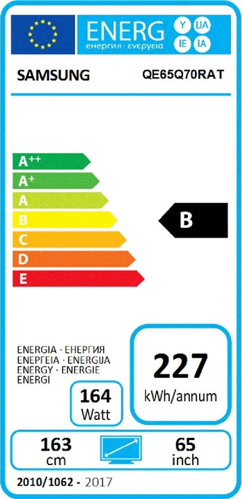 Label énergétique Samsung QE65Q70R (65", QLED, 4K, 2019)