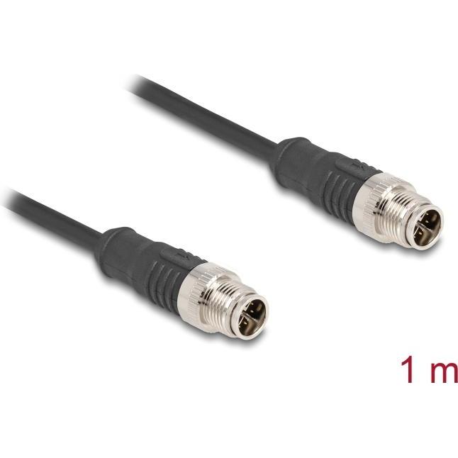 Delock M12 Kabel X-kodiert 8 Pin Stecker zu Stecker PVC 1 m (S/FTP, CAT5e, 1 m), Netzwerkkabel