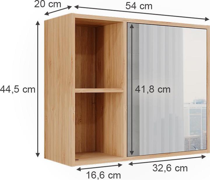 Produktbild Vicco Badspiegelschrank Lucie, Bambus, 54 x 44.5 cm mit Spiegel