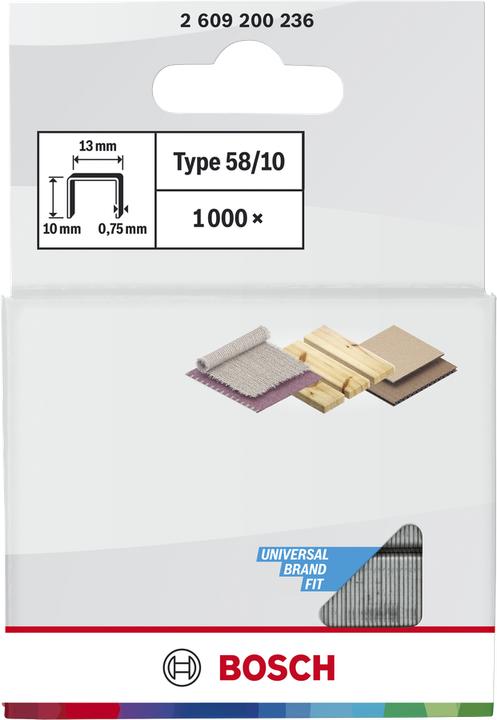 Actual product image Bosch Professional Zubehör Fine wire staple type 58, 13 x 0.75 x 10 mm, 1000-pack
