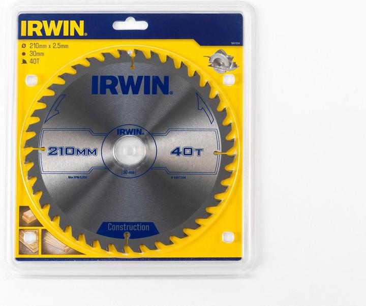 Produktbild Irwin IRW1897204 210 x 30 mm 40Teeth Kreissägeblatt mit ATB Mahlgrössen Zahn