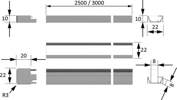 Produktbild Halemeier ChannelLine G opal 10er Set L=2500 Alu-und Abdeckprofil
