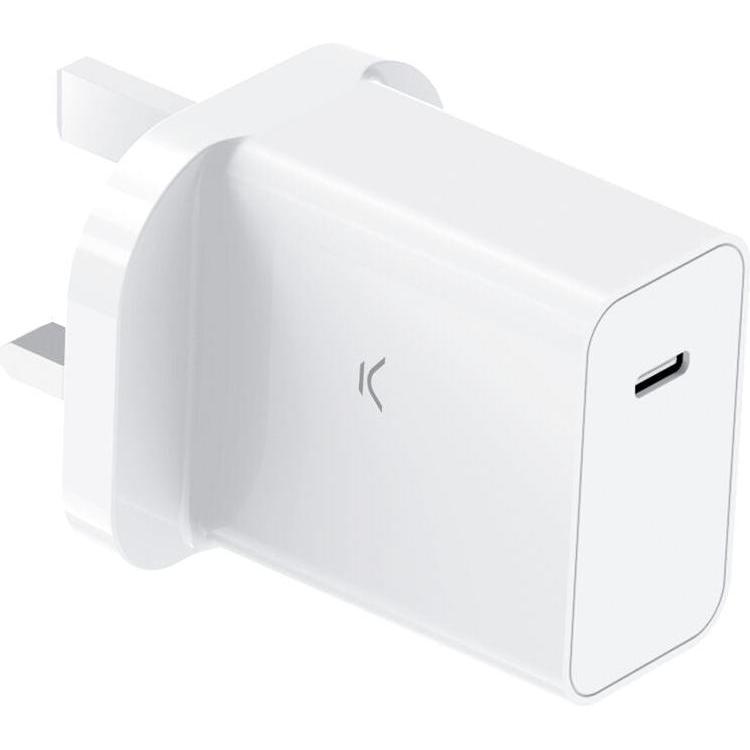KSIX Caricatore da parete Usb C 30W Power Delivery (30 W, 1 porzione), Caricatore USB, Bianco
